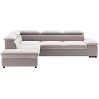 sit&more Ecksofa »Alcudia L-Form«, wahlweise mit Bettfunktion, silberfarben