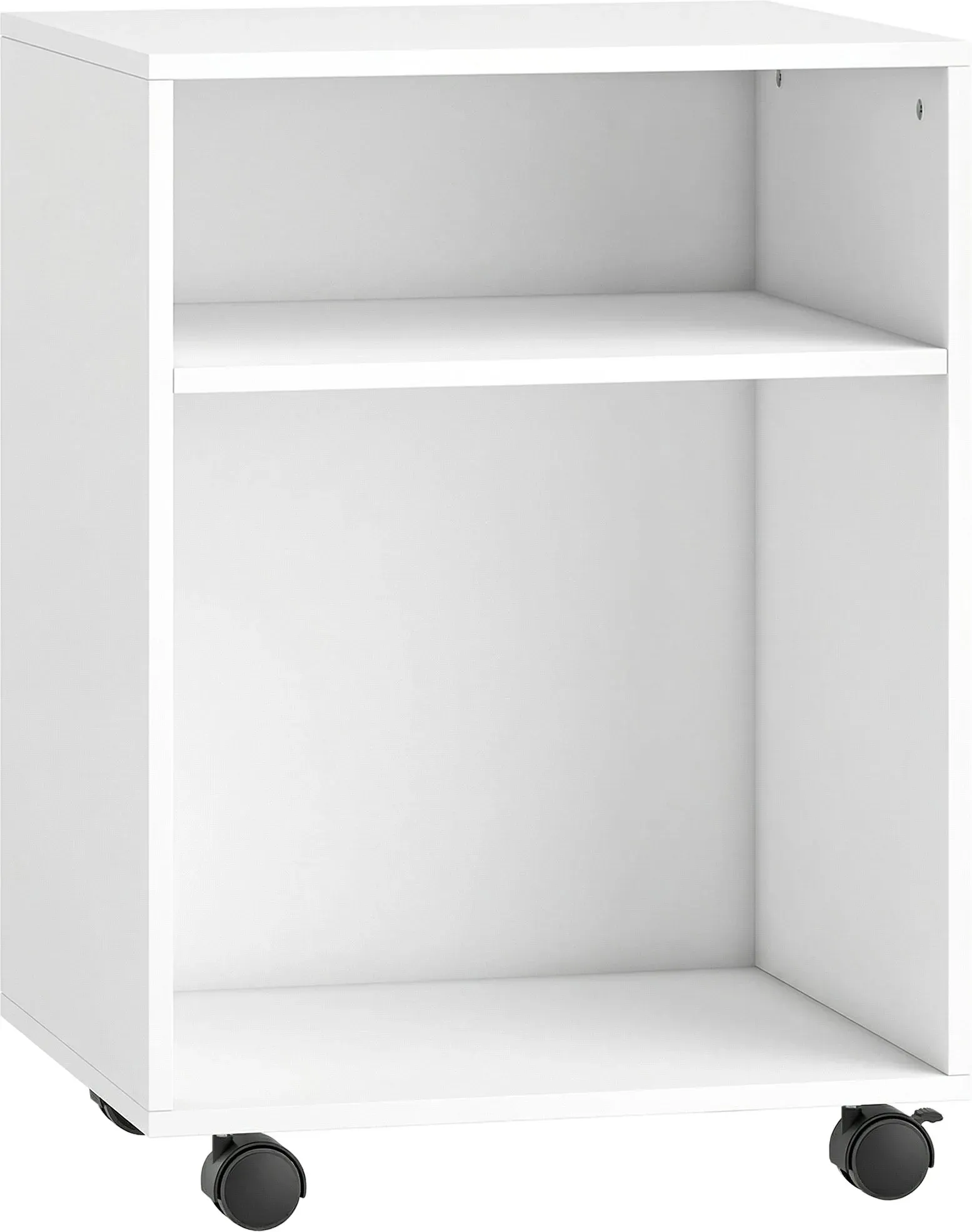 HOMCOM Druckerständer Druckertisch mit 2 offenem Regal feststellbaren Rollen Schreibtisch Organizer für Drucker Druckerhalter Druckerwagen für Büro Zuhause Office Fax Scanner 40 x 35 x 56 cm, Weiß   Aosom