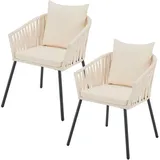 Juskys Rope Gartenstuhl 58 x 58 x 78 cm Beige 2 St.