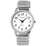 Clasixx Quarzuhr Mineralglas, Herrenuhr Edelstahl silberfarben