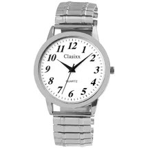 Clasixx Quarzuhr Mineralglas, Herrenuhr Edelstahl silberfarben