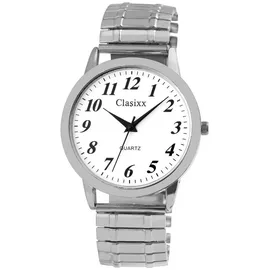 Clasixx Quarzuhr Mineralglas, Herrenuhr Edelstahl silberfarben