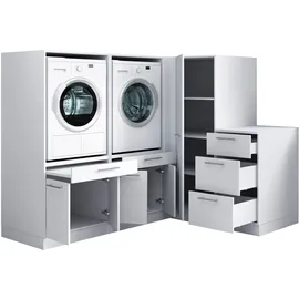 laundreezy Mehrzweckschrank-Set 203 x 162 x 68 cm Weiß