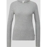 QS - Geripptes Longsleeve im Slim Fit, Damen, grau,