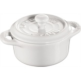 Staub Keramik Mini Cocotte, rund weiß 10 cm Auflaufform Souflee-Form