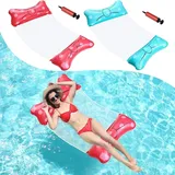 Set Mit 2 Wasserhängematten, Aufblasbare Hängematten Für Den Pool, 4-in-1 Aufblasbare Matratze/leichter Schwimmstuhl, Tragbar Für Kinder Und Erwachsene, Meer, Strand, Pool, Party, Urlaub (blau & Rot)