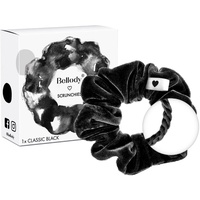 Bellody® Scrunchies Samt – Samtig weich, starker Halt, Velvet Look, exklusive Farben (1 Stück - Classic Black) - Haargummi Scrunchie in Schwarz