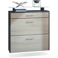 Vladon Malea 89 x 96 x 23 cm hängend mit Schublade und Glasablage braun matt