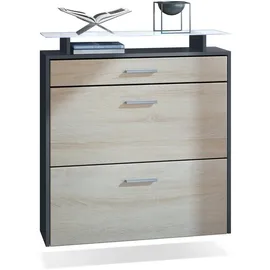 Vladon Malea 89 x 96 x 23 cm hängend mit Schublade und Glasablage braun matt