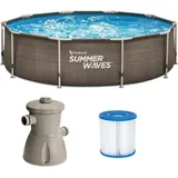 Summer Waves Zwembad Active Frame 366 X 76 cm Dark Double Rattan + filterpomp