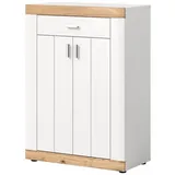inn.furn Flur Kommode "Sopela" weiß Landhaus und Eiche Schuhschrank 73x104 cm mit Soft-Close - Weiß