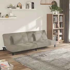 vidaXL Schlafsofa 2-Sitzer mit 2 Kissen Hellgrau Samt - Grau