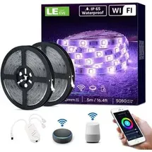 Lepro Smart LED Strip Outdoor, 10M, 2x5M, RGB 300 LEDs, IP65 Wasserdicht WLAN LED Band, Kompatibel mit Alexa, App, Google Home