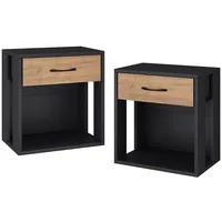 Vichy Vichy, Nachttisch, Nachttisch Virela, Anthrazit/Goldkraft Eiche, 39 x