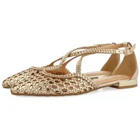 Gioseppo Leskovic Ballerinas aus Leder, Blau, mit Schnürung für Damen, Platinfarben, 38 EU
