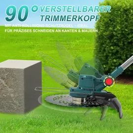 Aorsher Akku Rasentrimmer mit 2× 4000mAh Akkus 21V, 750W Bürstenloser Motor