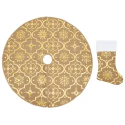 vidaXL Luxus-Weihnachtsbaumdecke mit Socke Gelb 90 cm Stoff
