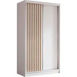 AX Living Schwebetürenschrank, Weiß, Walnuss, Kunststoff, Teilmassiv,Kiefer, Rechteckig, 120x216.1x61 cm, Hergestellt in Europa, FSC Mix, Reach, Schlafzimmer, Kleiderschränke, Schwebetürenschränke