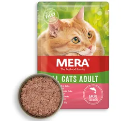 mera Cats Adult Lachs Nassfutter für Katzen | Für deine gesunde und glückliche Katze | Katzenfutter | Ohne Getreide 1.02 kg
