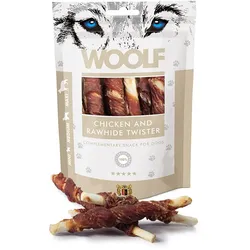 WOOLF Chicken And Rawhide Twister 100g getrocknete Haut, eingewickelt in Hühnchen