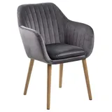AC Design Furniture Wendy Esszimmerstuhl 1 Stück, Grauer Küchenstuhl, Polstersitz in Samt und Holzbeine auf Eiche, Dunkelgrau/Natur, B: 57 x H: 83 x T: 61 cm