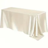 Chickwin Satin Tischdecke Rechteckig Seidig-Weiche Knitterfrei Abwaschbare Tischdecke für Hochzeit, Party, Bankett, Geburtstag, Tischdekoration, Innen und Außenbereich (Beige,152 x 260 cm)