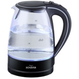 COFI 1453 Wasserkocher 1,7L mit LED-Beleuchtung Teekocher Glas Edelstahl Schwarz