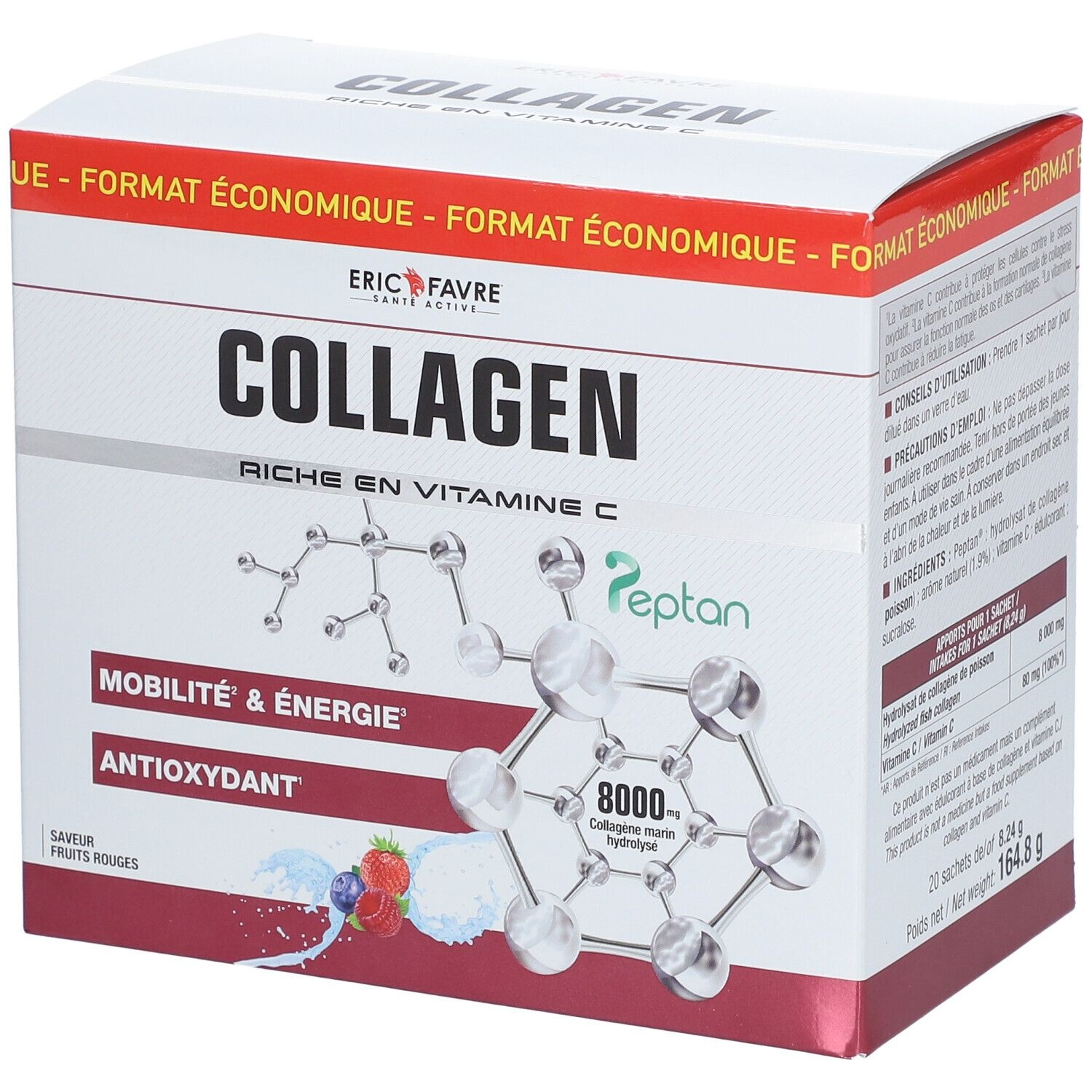 ERIC FAVRE Collagen Peptan en poudre - Collagène marin hydrolysé et enrichi en vitamine C 20x8 g sachet(s)
