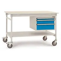 Manuflex BB5387.7035 Komplett-Beistelltisch BASIS mobil mit Kunststoff-Platte + Gehäuse-Unterbau, BxTxH: 1500 x 800 x 850 mm
