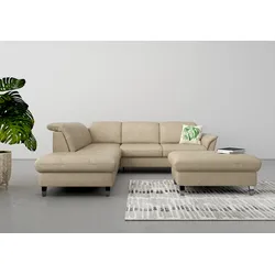 Ecksofa SIT & MORE "Maggiore L-Form", beige, B:261cm T:224cm, 100% Polyester, Sofas, wahlweise mit Kopfteilverstellung, Bettfunktion und Stauraum