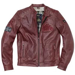 Black-Cafe London Bangkok Motorrad Lederjacke, rot, Größe 52 für Männer