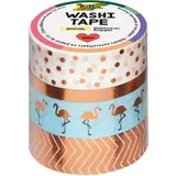 Folia Washi-Tape 4er Set Deko-Klebeband 15 mm x 5 m