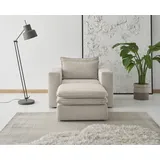 PLACES OF STYLE »PIAGGE«, (2 tlg.), Hochwertiger Cord, Sessel und Hocker klein im Set