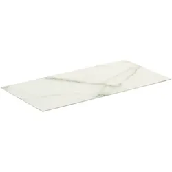 Waschtischplatte Conca, aus Keramik, 1002x505x6mm, Marmor Calacatta