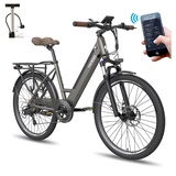 Fafrees F26 Pro ebike 14.5Ah Akku, Elektrofahrrad 250W 26 Zoll, City e-Bike 25km/h, e Bike Herren Damen, E-Fahrrad Support Mobile APP, Reichweite bis zu 55-110Km, Grau