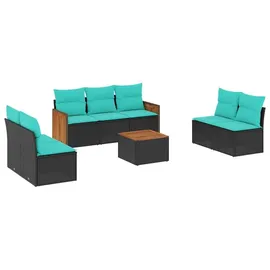 vidaXL Gartensofa-Set 8-tlg. schwarz