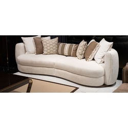 Casa Padrino Luxus Sofa Weiß / Braun - Wohnzimmer Sofa - Hotel Sofa - Wohnzimmer Möbel - Hotel Möbel - Luxus Möbel