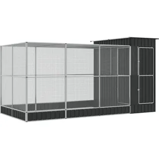 vidaXL Voliere mit Erweiterung Silbern 416x203x216 cm Stahl