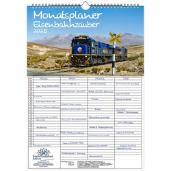 Seelenzauber Familienkalender Eisenbahnzauber Familien Planer Kalender für 2025 DIN A3 Eisenbahn Zug weiß