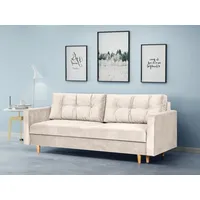 Beautysofa Schlafsofa Sigurd, mit Schlaffunktion und Bettkasten, Polstersofa aus Velours, Sofa im skandinavischen Stil beige
