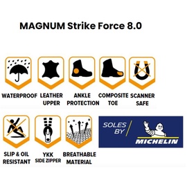 Magnum Strike Force 8.0 Sz Wp Hiking Boots Schwarz EU 44 Mann