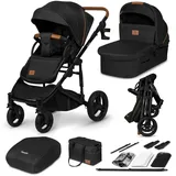 Lionelo Mari Tour 2-in-1 Kinderwagen bis 22kg mit Babywanne verstellbare Rückenlehne Zusammenklappbar 5-Punkt-Gurt Große 360 geländegängige Räder dreifache Dämpfung Verdeck XXL Buggy Baby Stroller