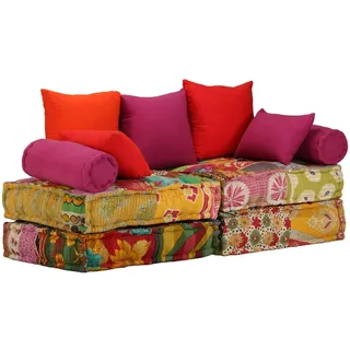 vidaXL 2-Sitzer Modularer Pouf Patchwork Stoff