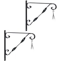 Relaxdays Blumenampel Halterung, 2er Set, Wandmontage, HxBxT: 28x30x2 cm,