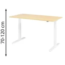 Hammerbacher XMKA16 elektrisch höhenverstellbarer Schreibtisch ahorn rechteckig, C-Fuß-Gestell weiß 160,0 x 80,0 cm