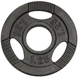 GORILLA SPORTS Hantelscheiben Einzeln/Set, Tri-Grip, 30/50mm, Gusseisen, Silber/Schwarz, Hanteln Set, Gewichtsscheiben, Gewichte von 0,5kg bis 30kg, für Krafttraining silberfarben 1,25 kg