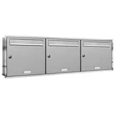 AL Briefkastensysteme 3er Premium Edelstahl Briefkastenanlage Silber