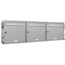 AL Briefkastensysteme 3er Premium Edelstahl Briefkastenanlage Silber