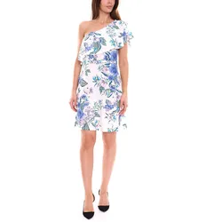 melrose Damen Mini-Kleid One Shoulder Sommer-Kleid mit floralem Allover-Print 43559056 Weiß - 44