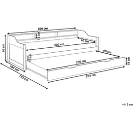 Beliani Ausziehbett Edern 90 x 200 cm Kiefer massiv weiß rosa